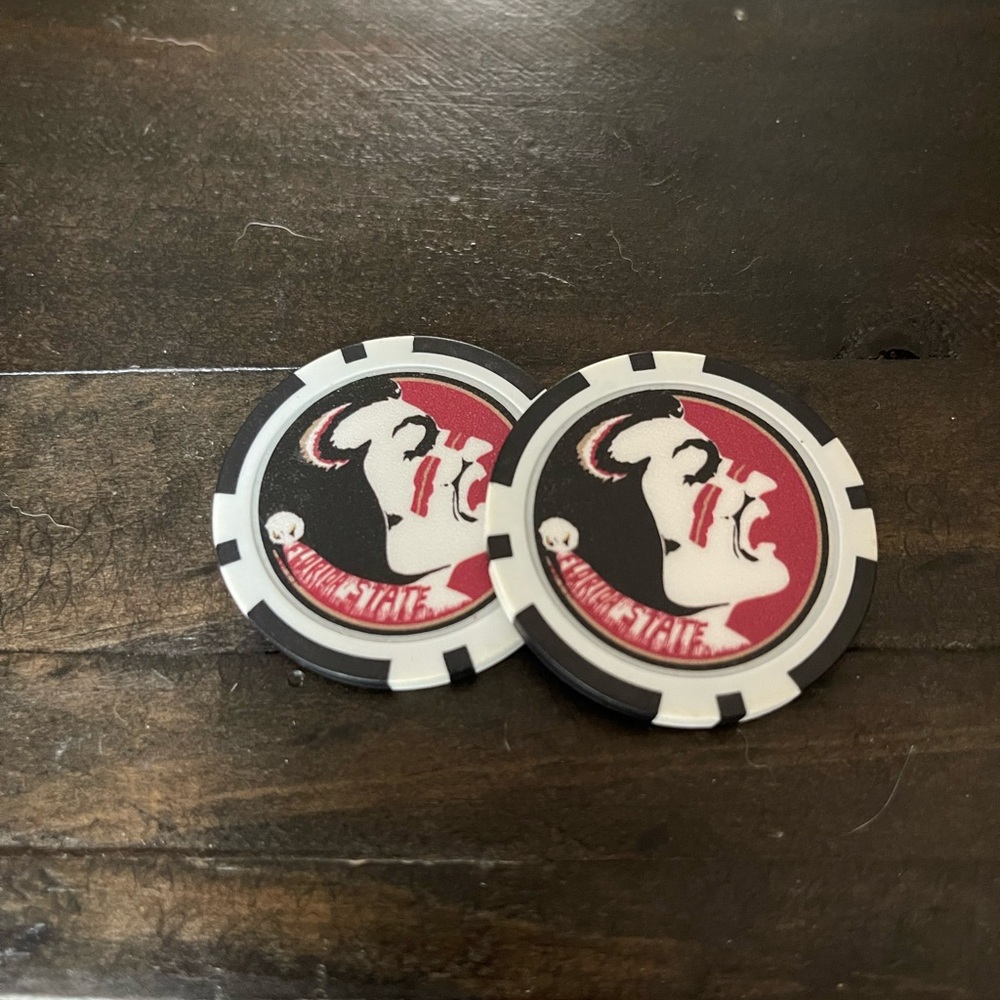 FSU Florida State University Pair of Poker Chips Golf Ball Marker